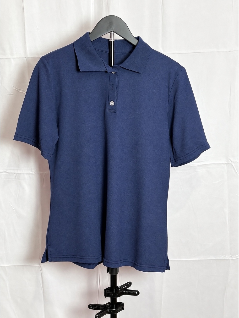 Men’s Navy Blue Short Sleeve Polo Shirt Size Large L Solid Casual